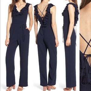 WAYF Ruffle jumpsuit - Navy - Never Worn